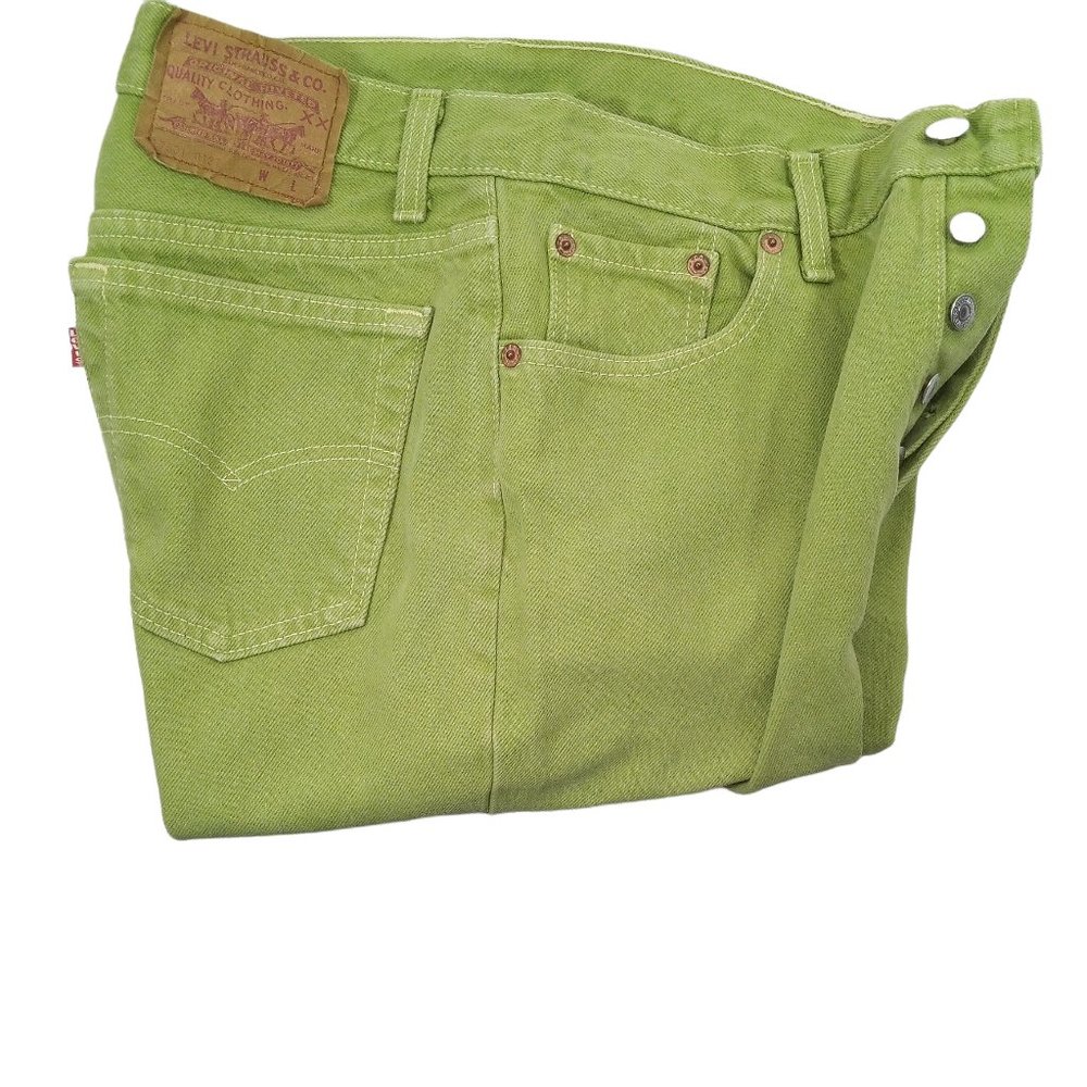 Vintage Levi's 501 Button Fly Jeans in Lime Green Hard to Find Size: 11